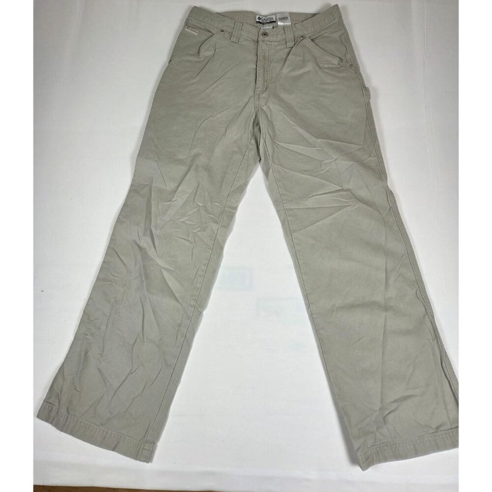 Columbia Men 33x29 Tan Canvas Cotton Carpenter Work Pants Authentic Outdoor